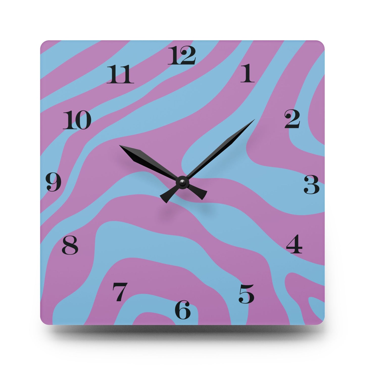 Retro Y2K Psychedelic Groovy Swirl Blue & Purple Mid Century Mod Acrylic Wall Clock