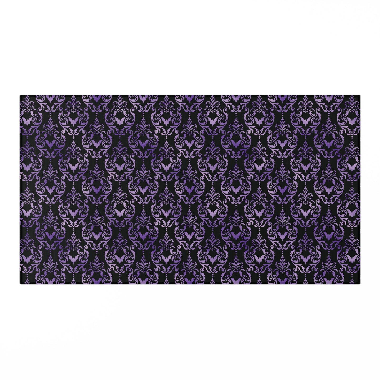 Victorian Goth Inspired Bat Damask Dark Academia Glam Goth Purple & Black Anti-Slip Accent Rug