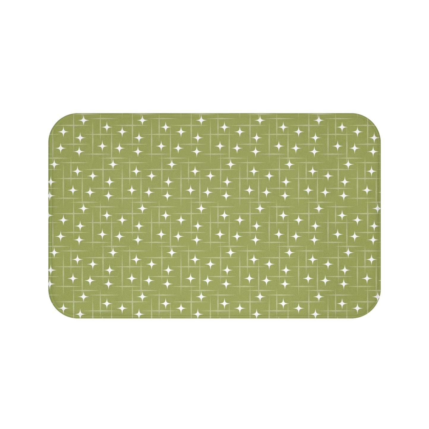 Retro 1950s Burst Mid Century Modern Green Bath Mat