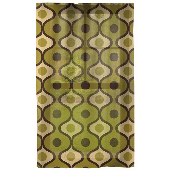 Retro 60s 70s Geometric Mid Century Mod Green Curtains | lovevisionkarma.com