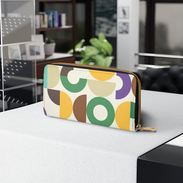 Retro Bauhaus Inspired Abstract MCM Colorful Zipper Wallet