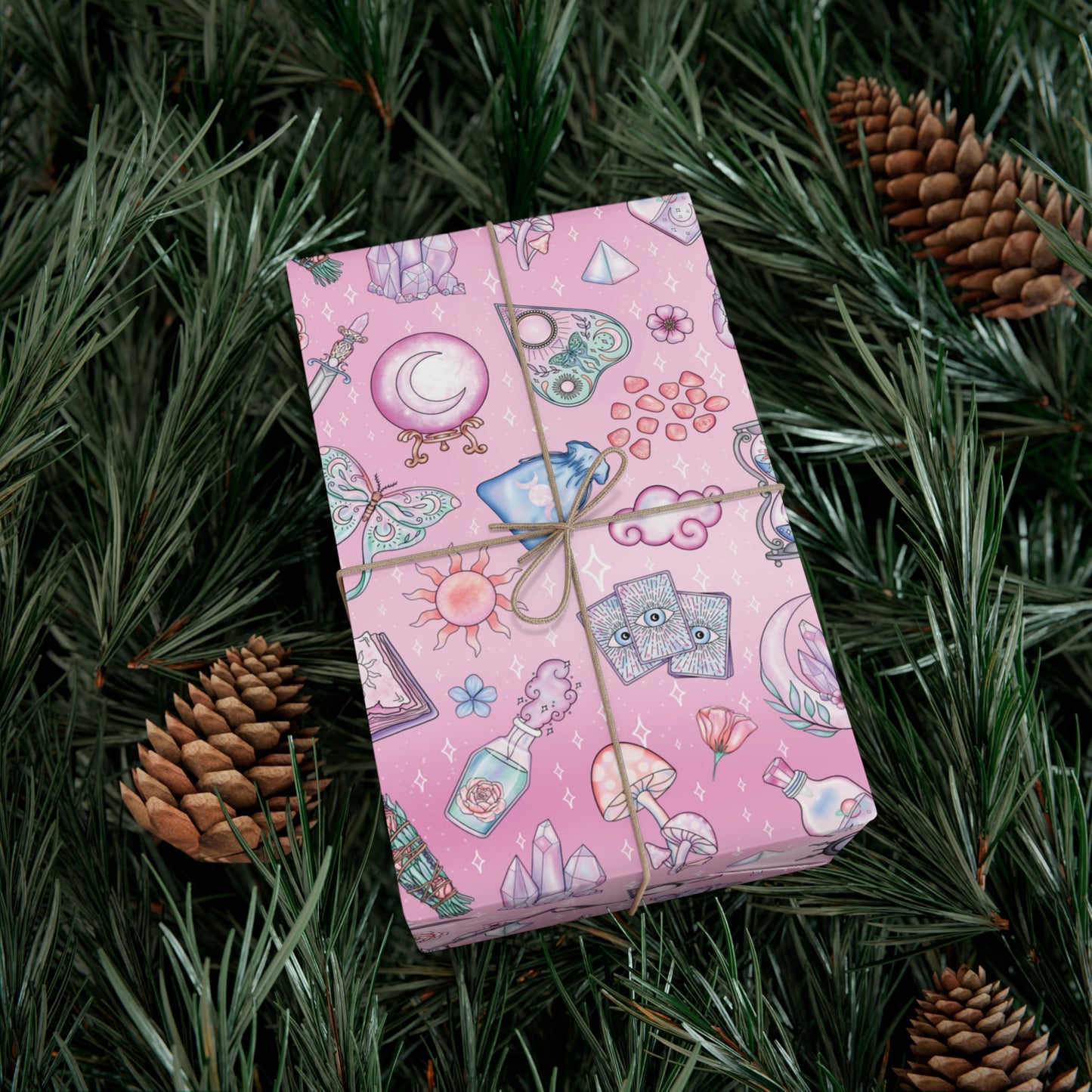 Witchy Pastel Goth Christmas, Kawaii Whimsigoth Pink Eco-Friendly Gift Wrap Paper