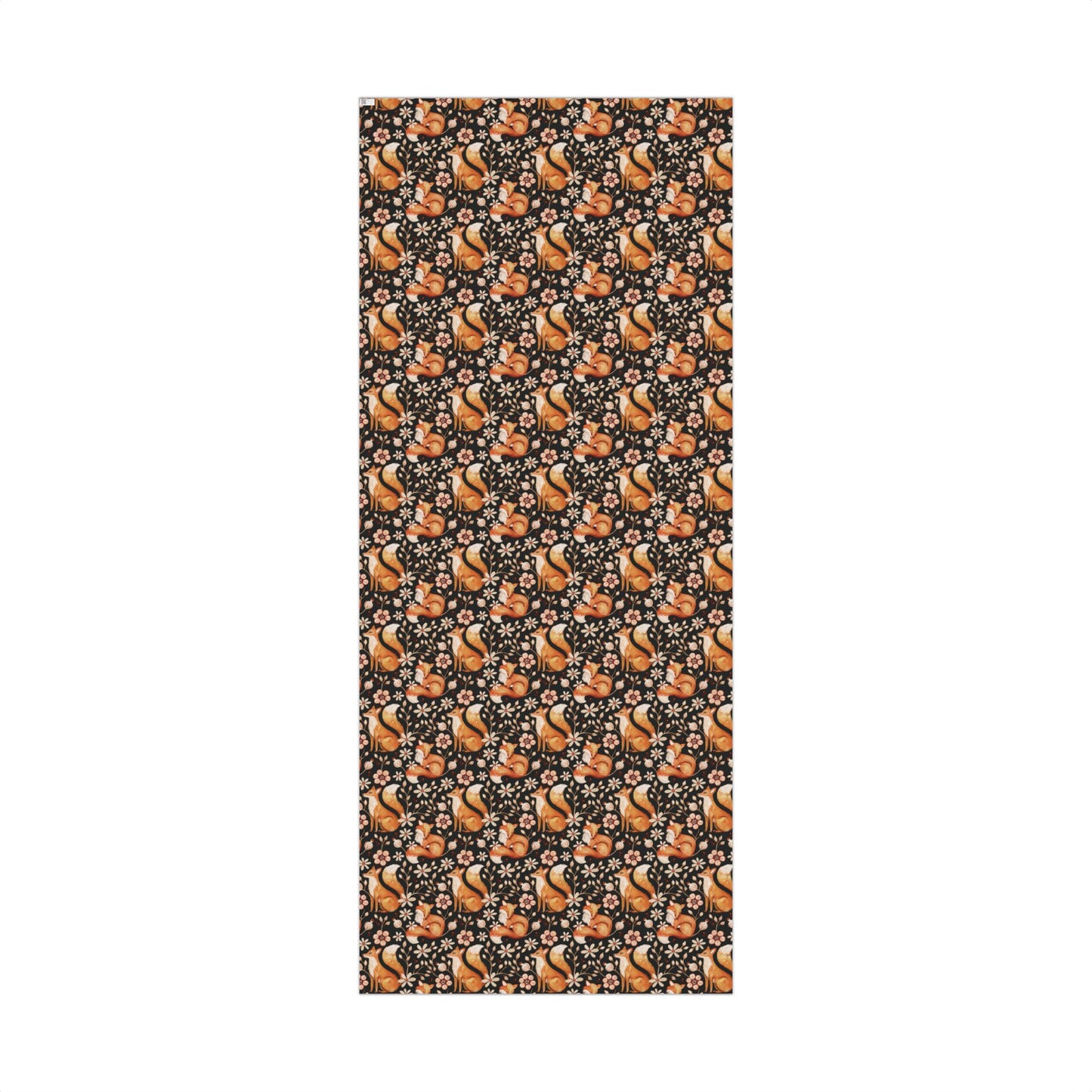 Enchanted Woodland Fox, Floral Dark Cottagecore Watercolor Style, Black Eco-Friendly Gift Wrap