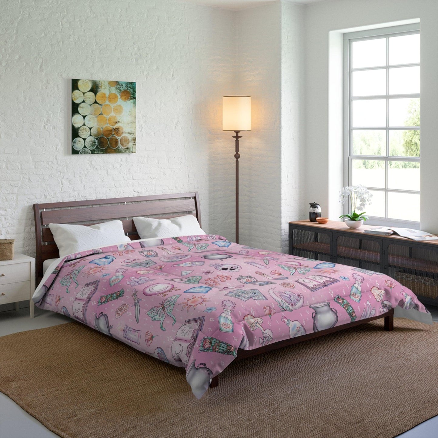 Witchy Pastel Kawaii Whimsigoth Pink Comforter | lovevisionkarma.com