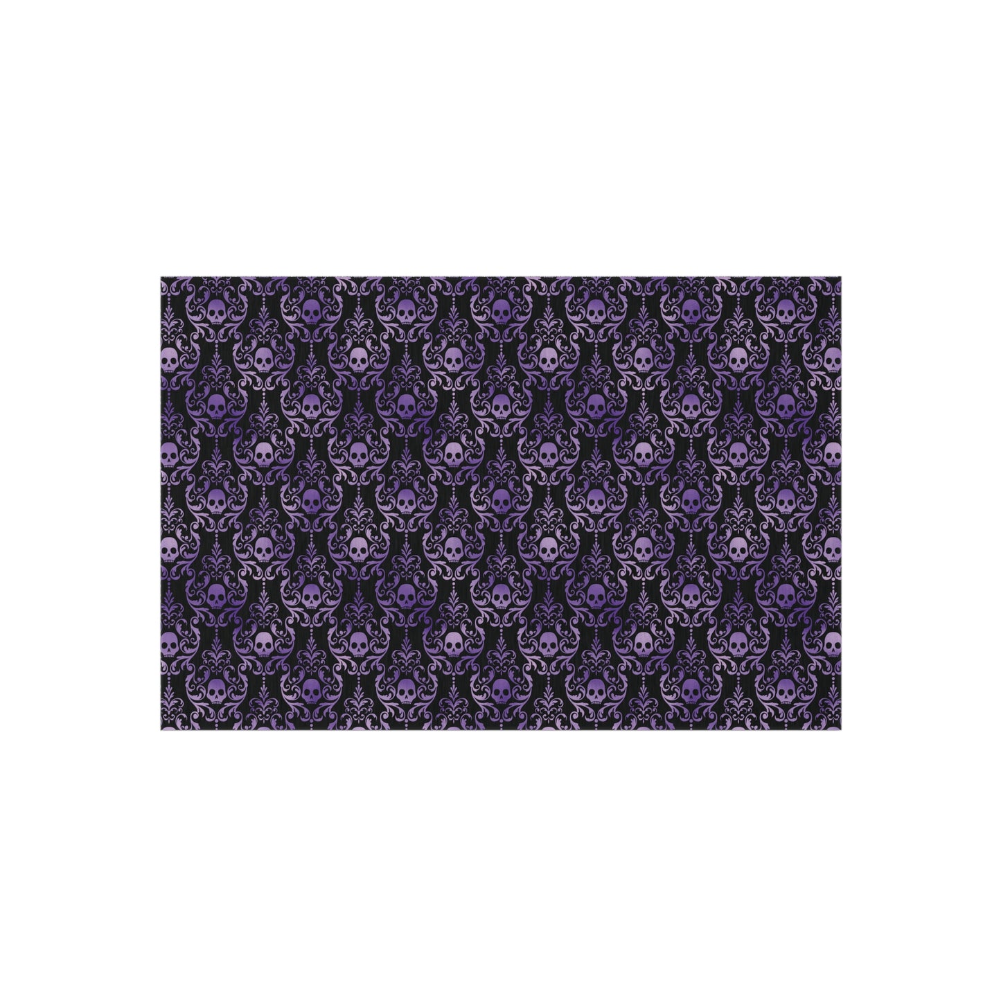 Victorian Goth Inspired Skull Damask Dark Academia Glam Goth Purple & Black Accent Rug