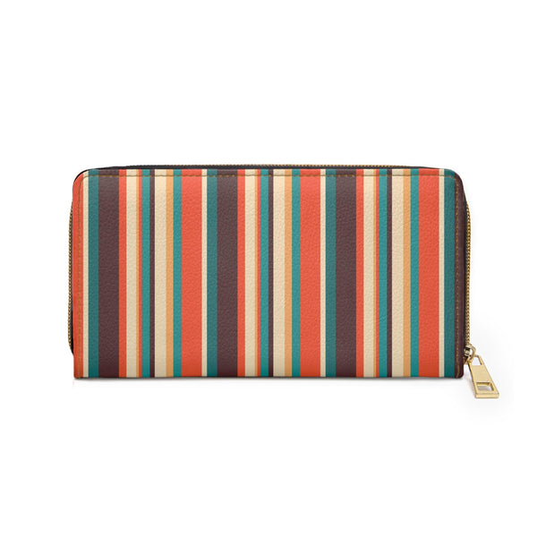 Retro 60s 70s Stripes Orange, Brown and Teal Mid Century Zipper Wallet | lovevisionkarma.com