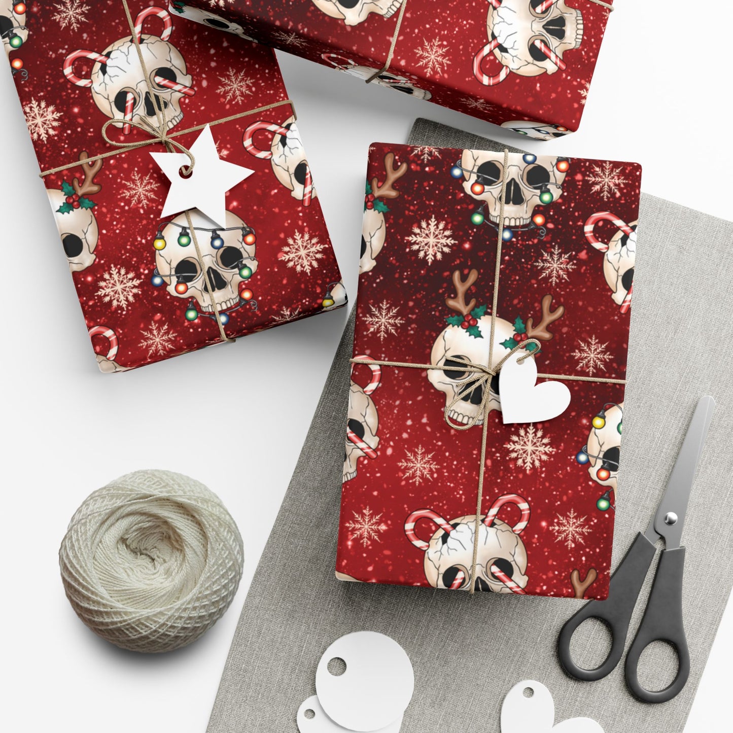 Goth Christmas Skulls Festive Red Creepmas Eco-Friendly Gift Wrap