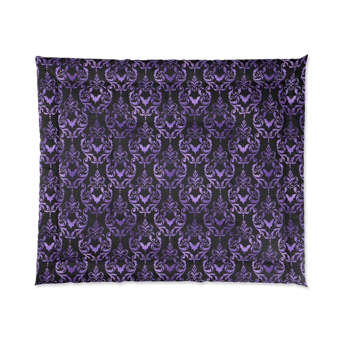 Goth Damask Purple Bat Halloween Glam Goth Black Comforter