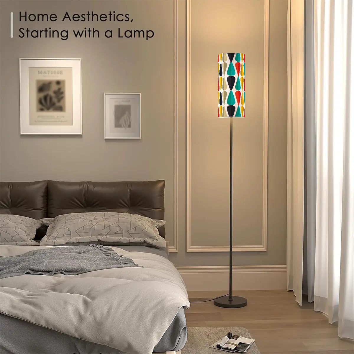 Retro 50s Mid Century Mod Bold Geometric Multicolor Floor Lamp