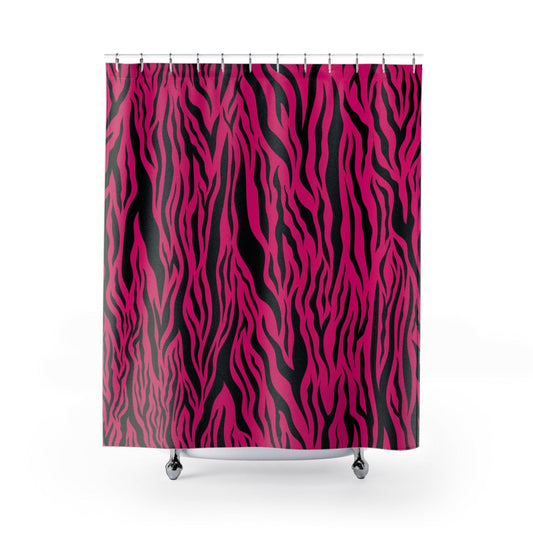 Pink Tiger Stripe Animal Print Shower Curtain | lovevisionkarma.com