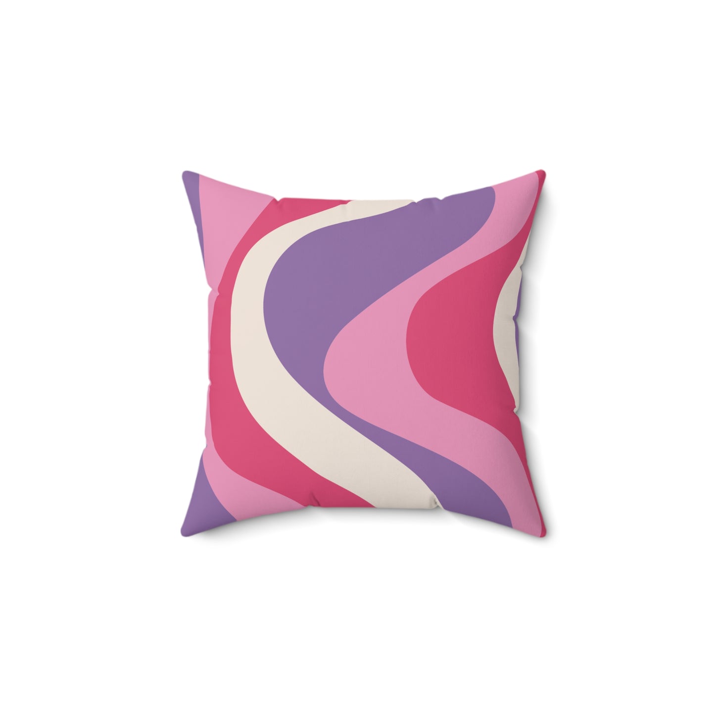 Retro 60s Groovy Hippie Swirl MCM Pink & Purple Throw Pillow