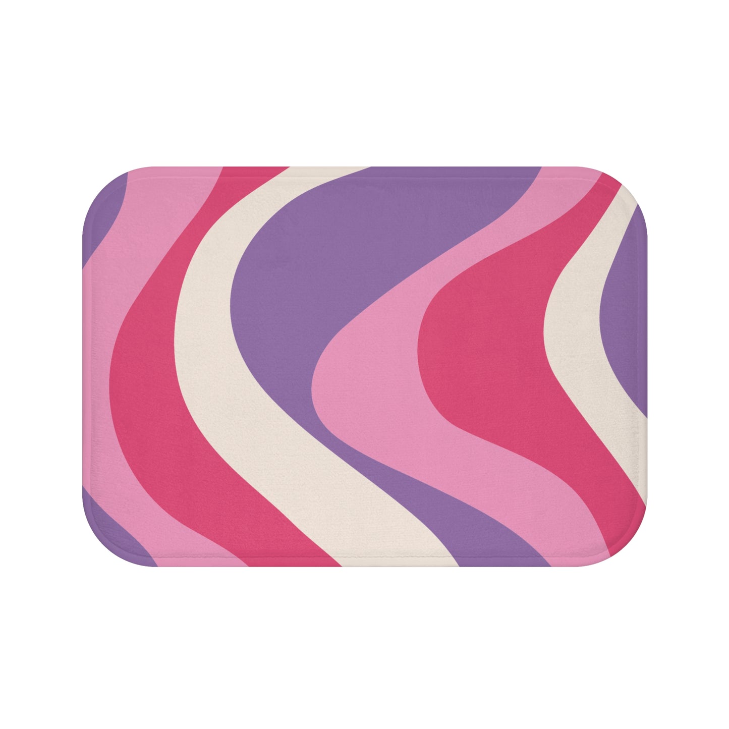 Retro 60s Groovy Hippie Swirl MCM Pink & Purple Bath Mat