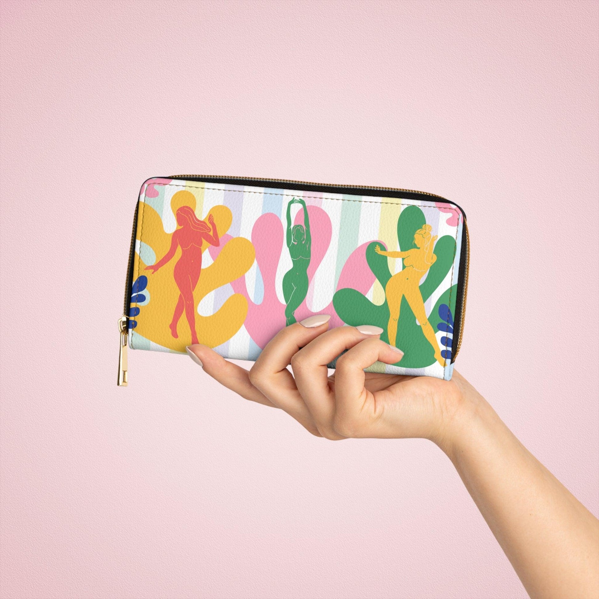 Retro Florals & Women Silhouettes Dual Design Matisse Inspired Zipper Wallet | lovevisionkarma.com