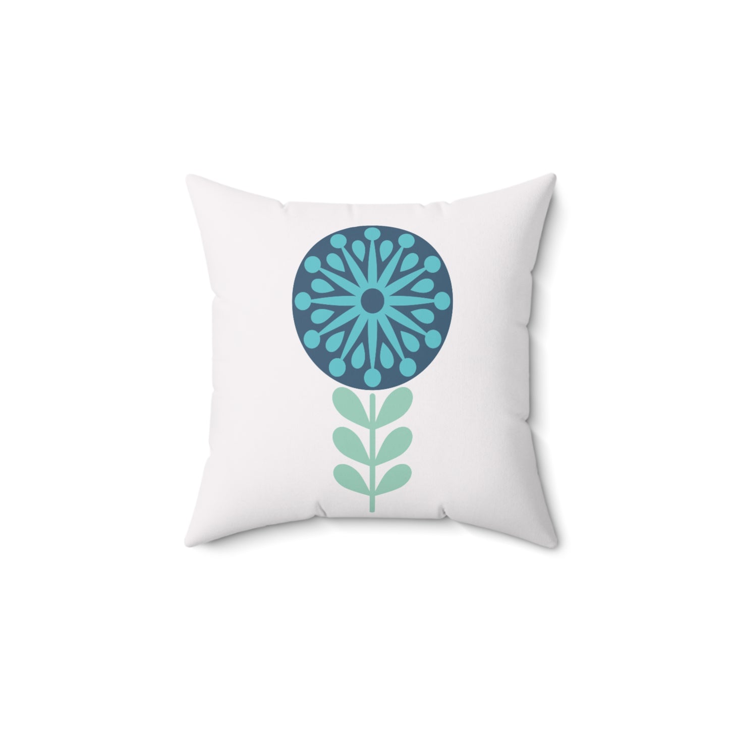 Scandinavian Mid Century Danish Floral Blue Dandelion Pillow