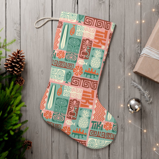 Retro 60s Tiki Christmas Mid Century Modern Multicolor Holiday Stocking