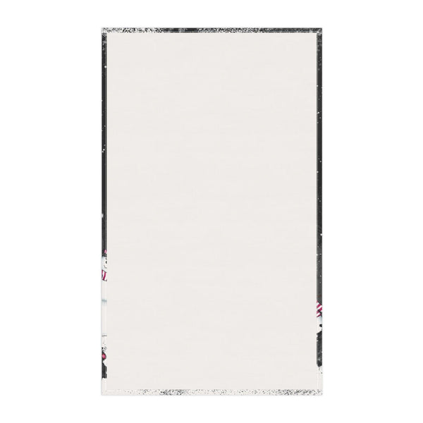 Creepy Snowman Goth Christmas Tree Farm, Black Kitchen Tea Towel