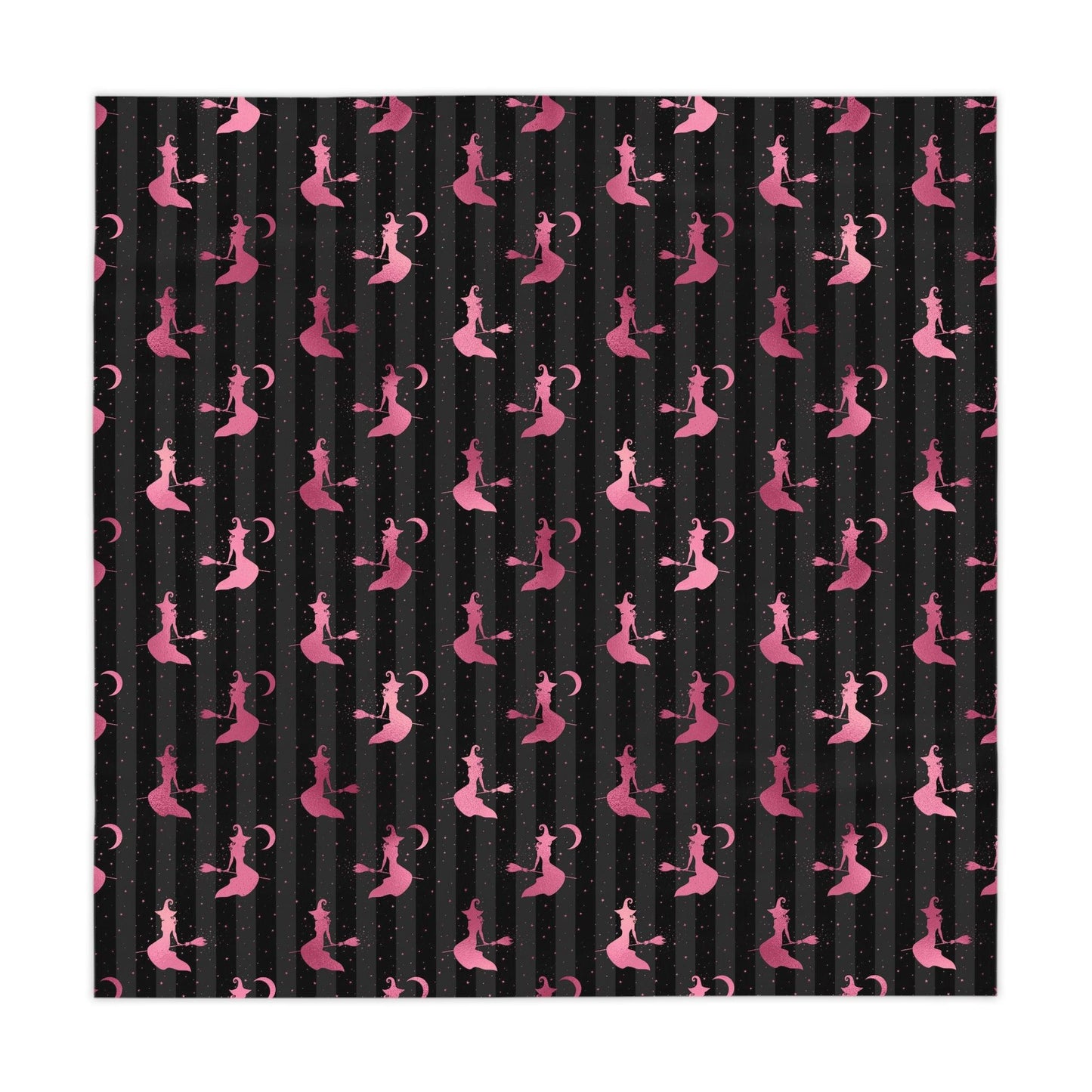 Flying Witch Silhouette Glam Goth Halloween Pink and Black Tablecloth | lovevisionkarma.com