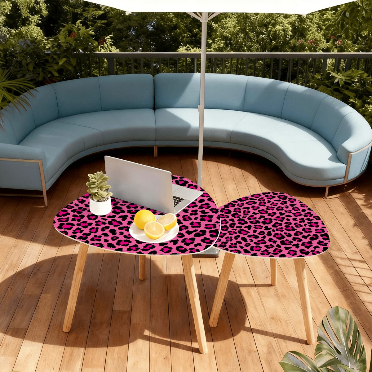 Pink Leopard Spots Cheetah Animal Print Nesting Accent Tables