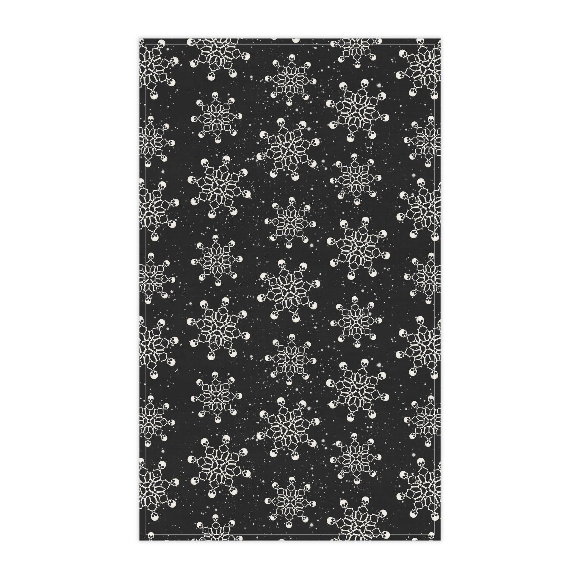 Goth Christmas Skull Snowflakes Creepmas Black Kitchen Tea Towel | lovevisionkarma.com