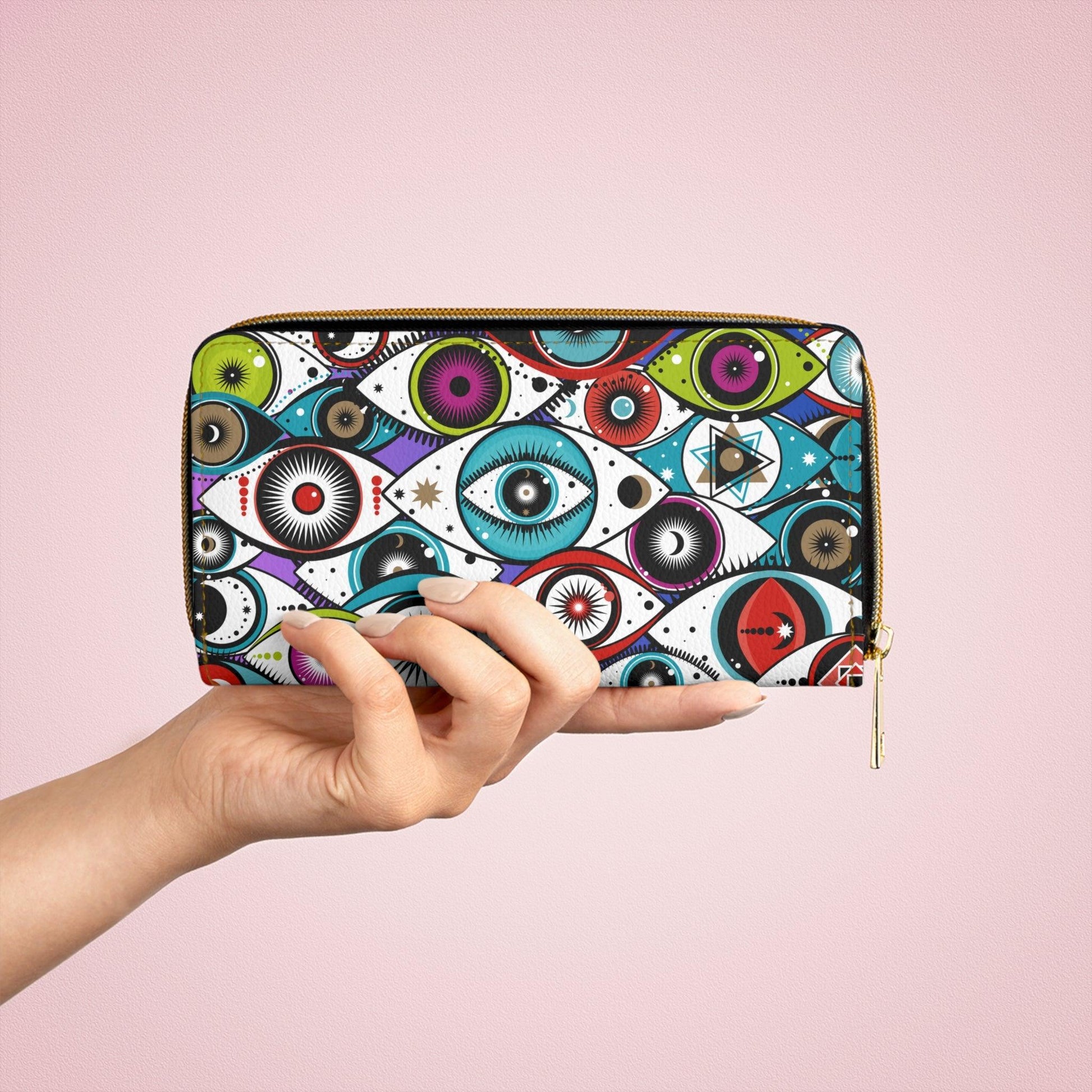 Celestial All Seeing Eyes Mystical Colorful Zipper Wallet | lovevisionkarma.com