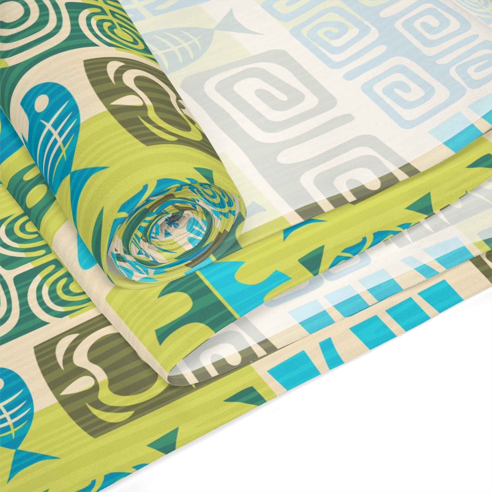 Retro Tiki 60s Mid Century Mod Green & Blue Table Runner | lovevisionkarma.com