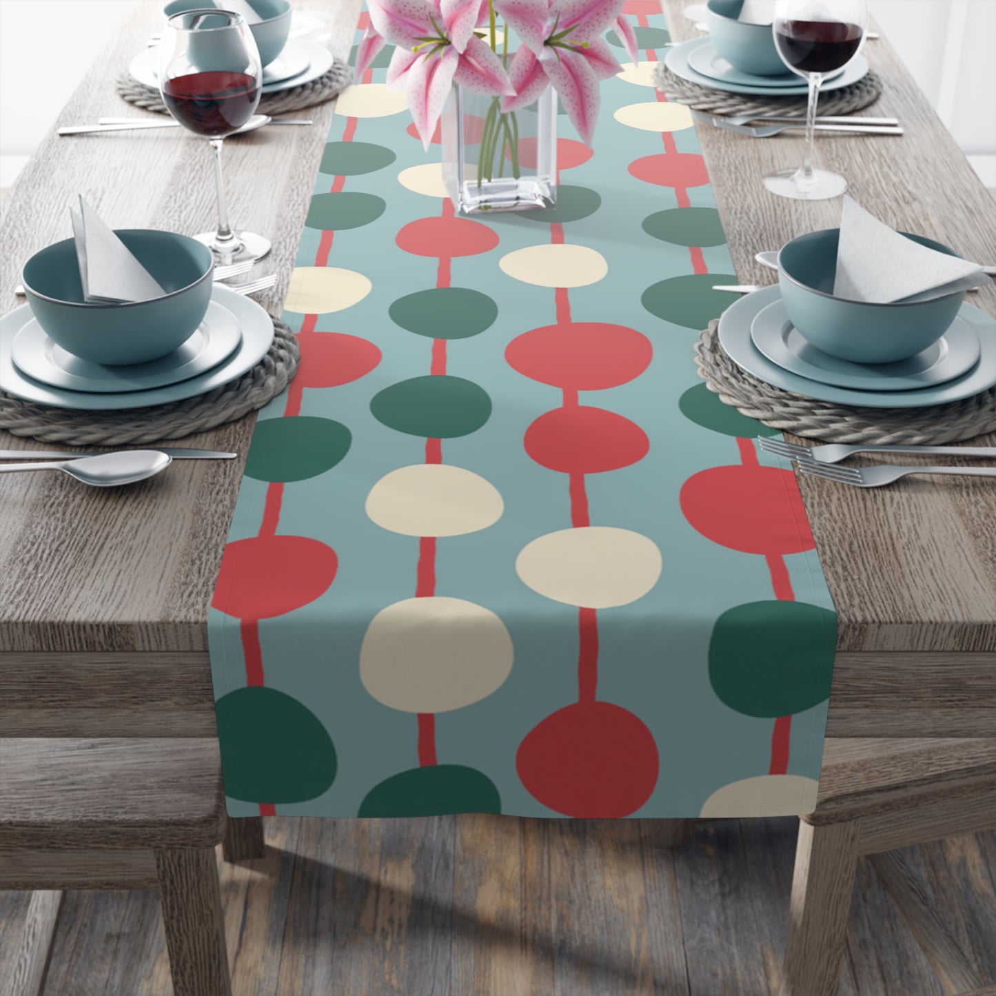 Christmas Retro Mid Century Style Multicolor Table Runner
