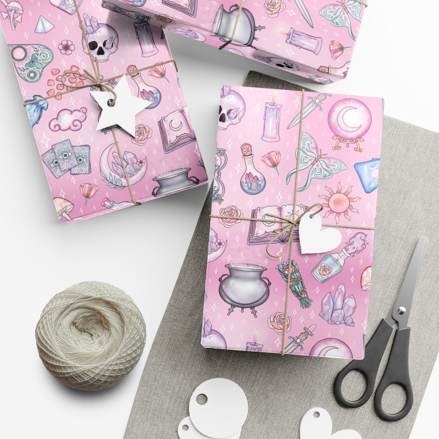 Witchy Pastel Goth Christmas, Kawaii Whimsigoth Pink Eco-Friendly Gift Wrap Paper