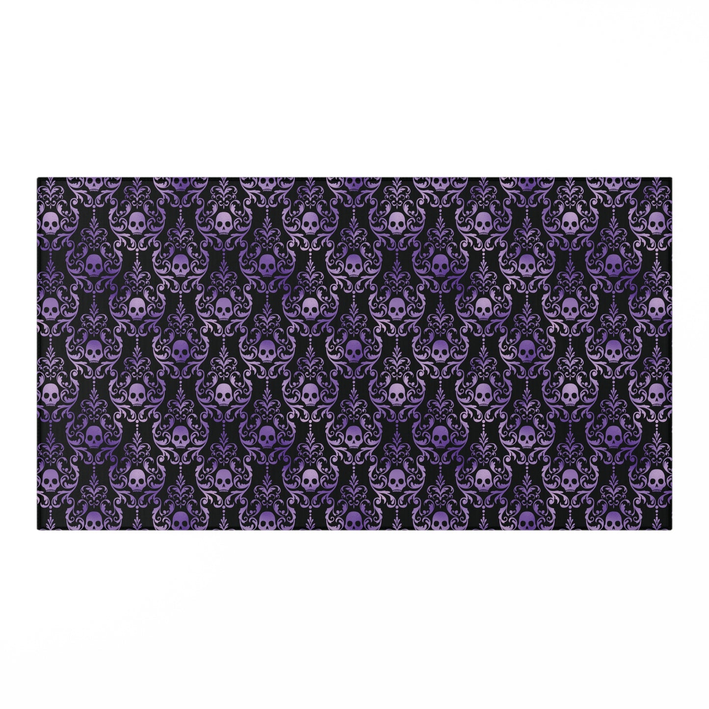 Victorian Goth Inspired Skull Damask Dark Academia Glam Goth Purple & Black Accent Rug