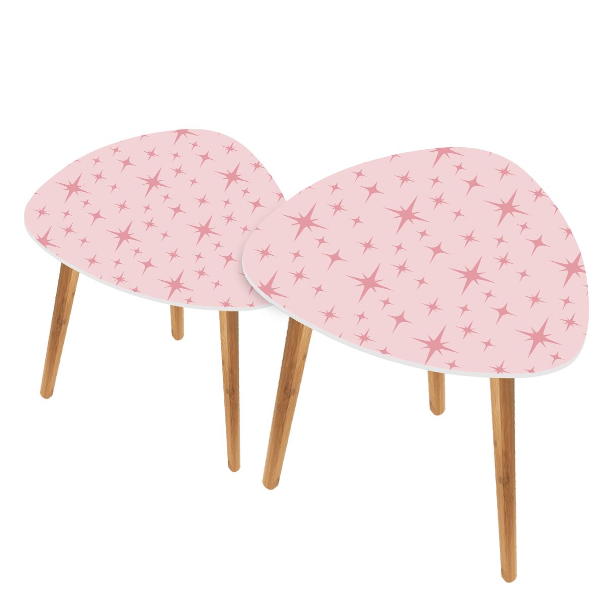 Retro 50s Atomic Starburst Mid Century Mod Pink Nesting Accent Tables