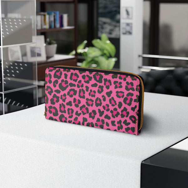 Pink Leopard Cheetah Animal Print Zipper Wallet