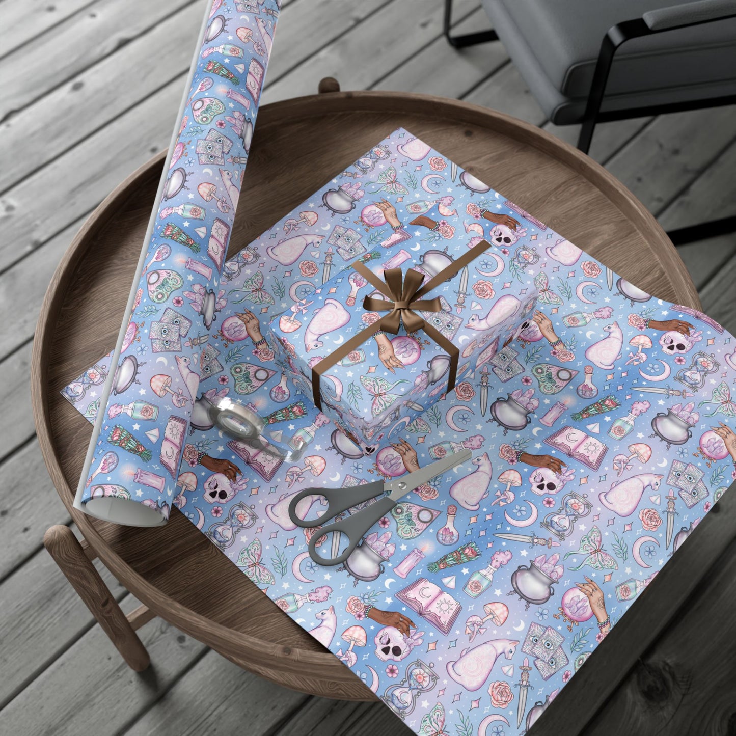 Kawaii Pastel Goth, Witchy Whimsigoth Blue Eco-Friendly Gift Wrap