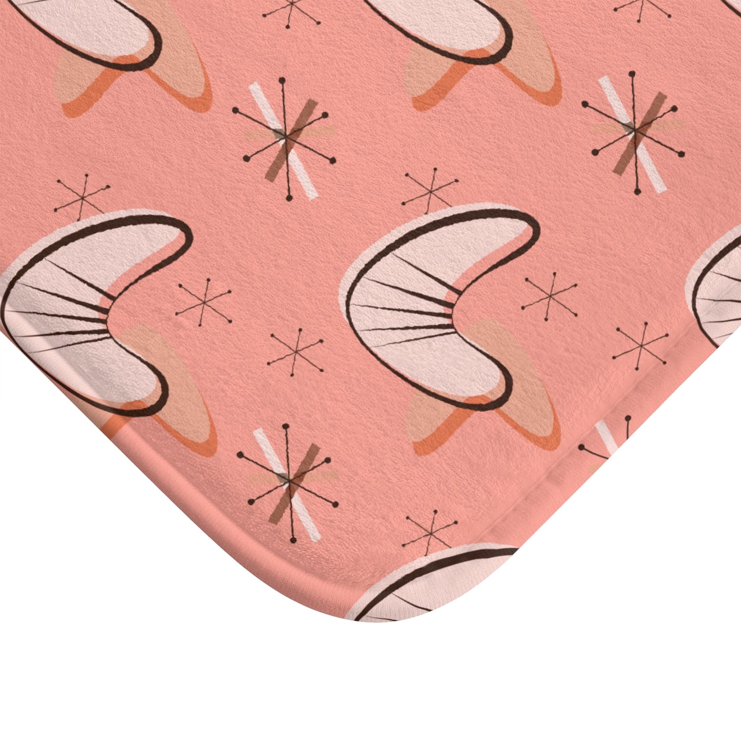 Retro 50s Pink Atomic Starburst and Boomerang MCM Bath Mat