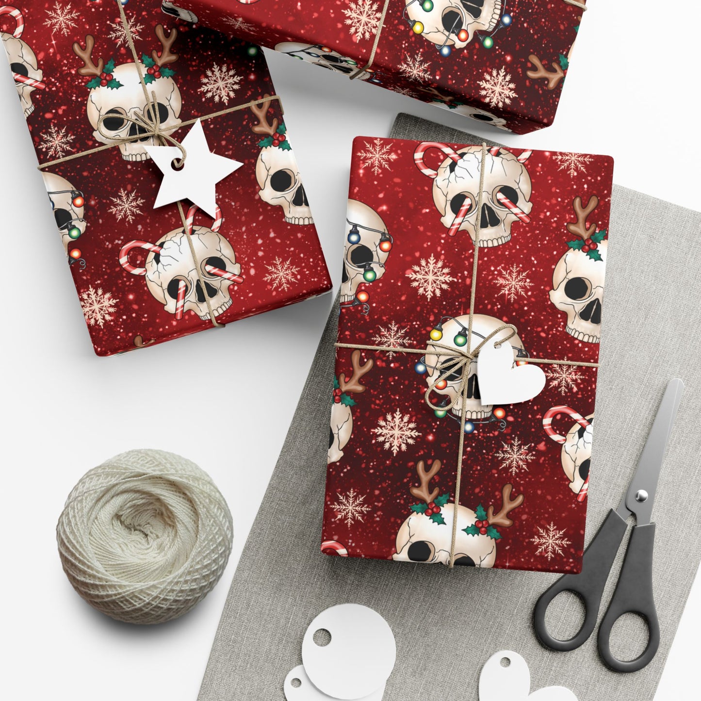 Goth Christmas Skulls Festive Red Creepmas Eco-Friendly Gift Wrap
