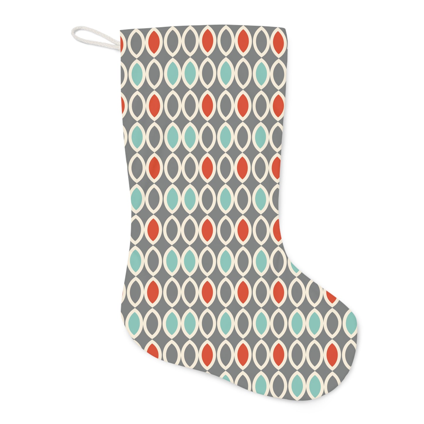 Retro Mid Century Mod Ovals, Gray, Blue and Orange Christmas Stocking