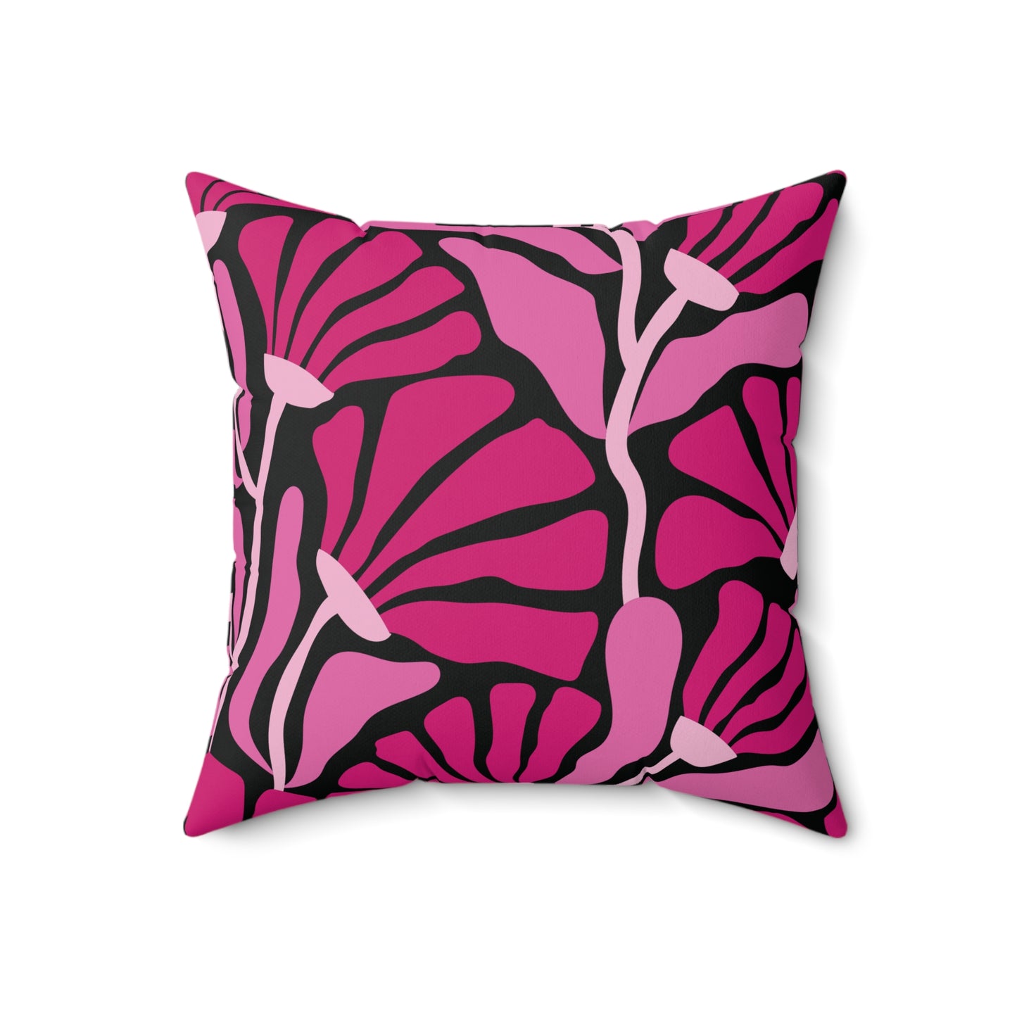 Groovy Mod Minimalist Flowers MCM Pink & Black Throw Pillow