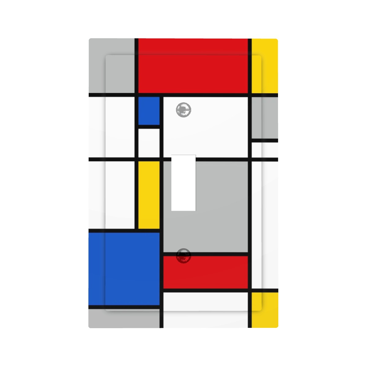 Retro MCM Mondrian Inspired Abstract Art Single Toggle Light Switch Cover (1-Gang Wall Plate)