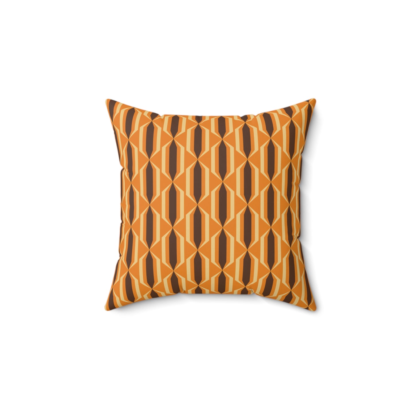 Retro 70s Mid Century Mod Funky Orange & Brown Throw Pillow