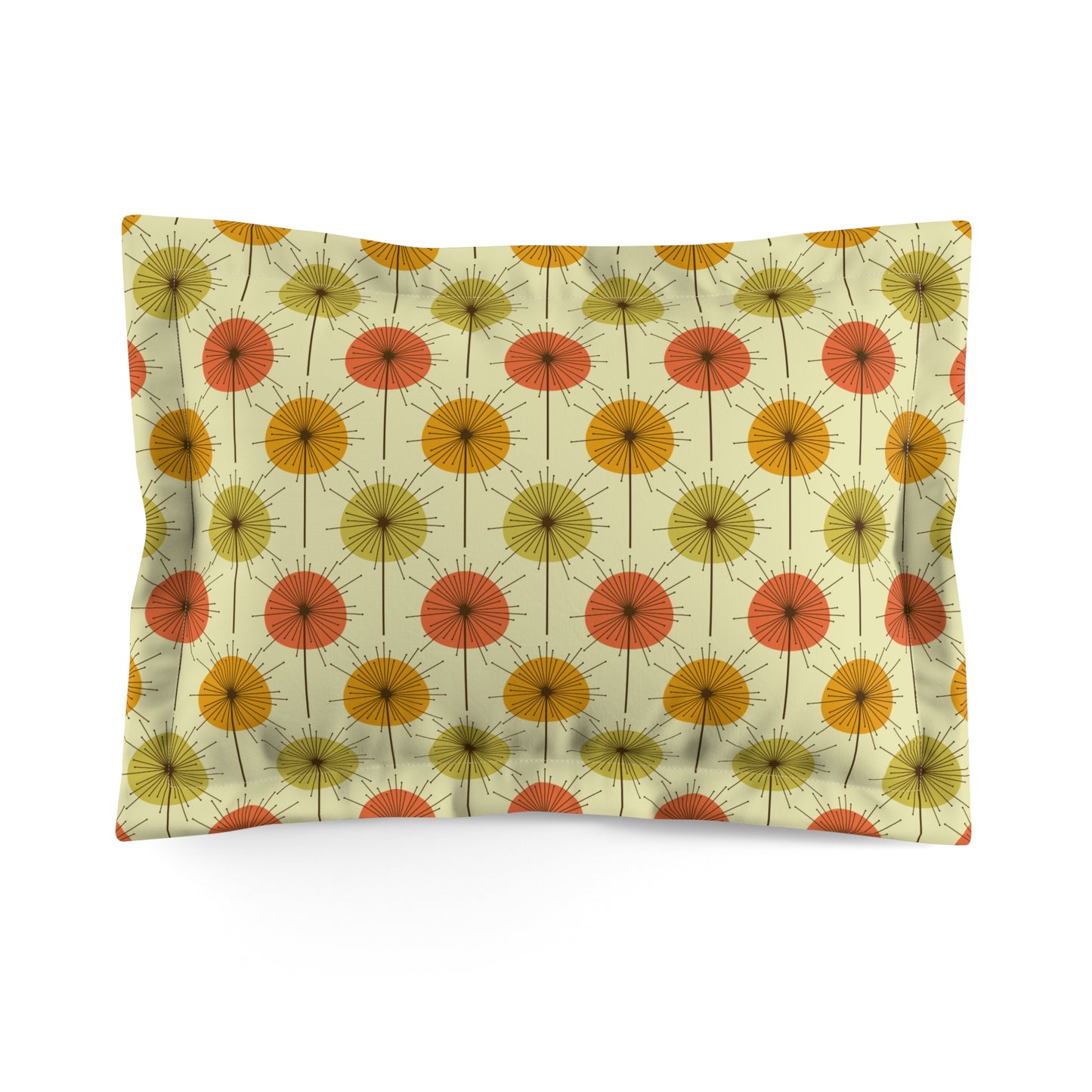 Retro 60s 70s Mid Century Mod Dandelion Green, Orange & Yellow Pillow Sham