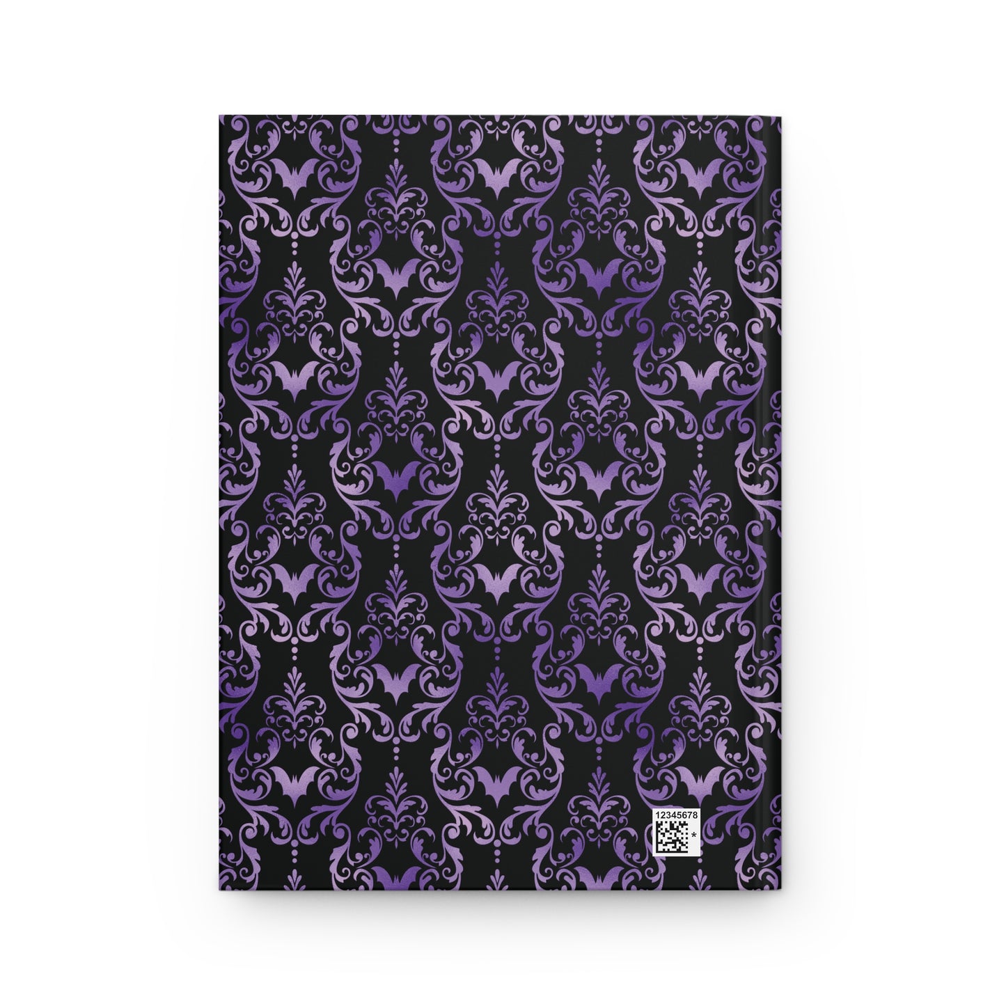 Dark Academia Damask Bat, Victorian Goth Inspired Purple & Black Glam Goth Matte Hardcover Journal