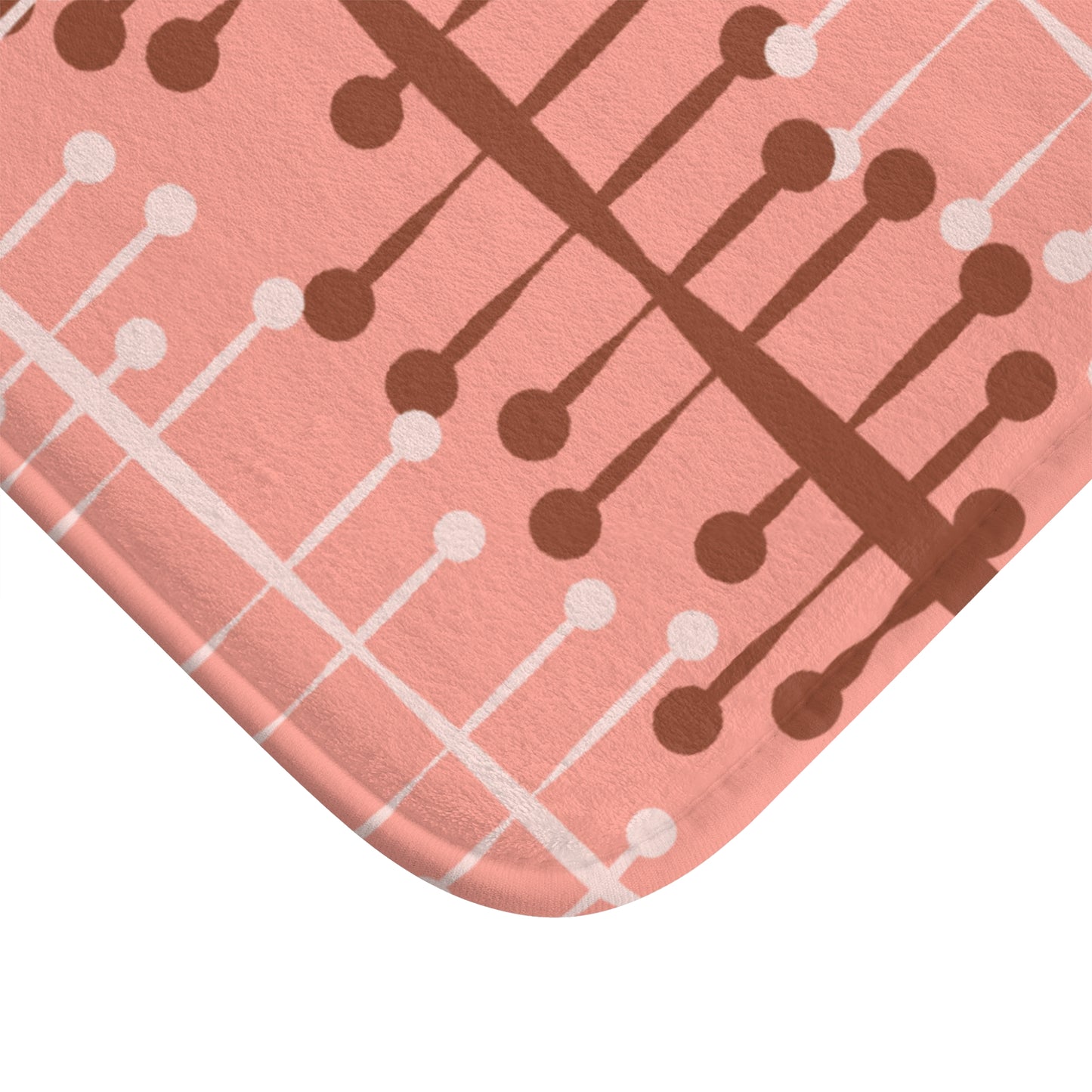 1950's Mid Century Mod Retro Lines Pink Bath Mat