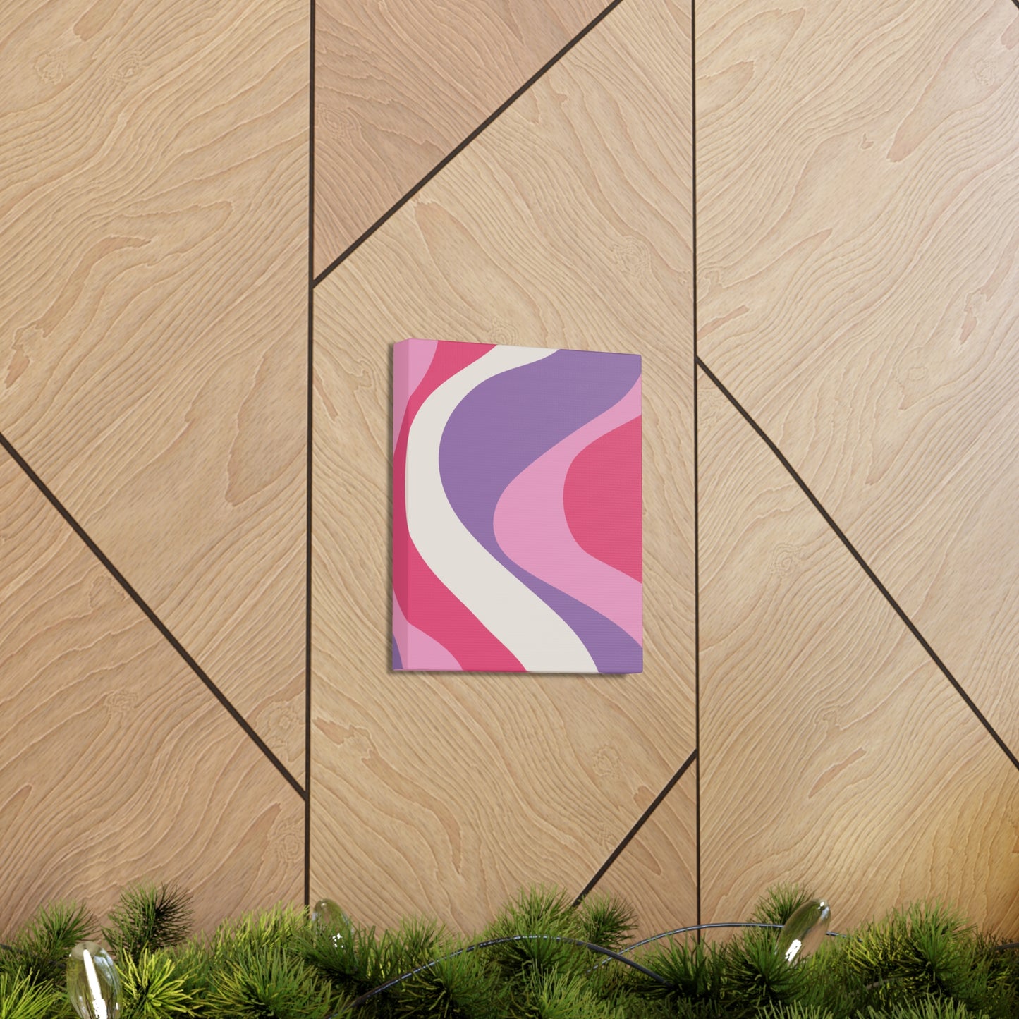 Retro 60's Groovy Hippie Swirl MCM Pink and Purple Canvas Gallery Wrap