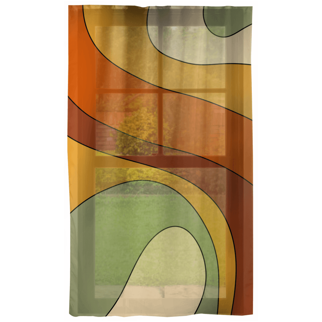 Groovy 60s 70s Mod Retro Orange, Mustard & Green Curtain Panel | lovevisionkarma.com