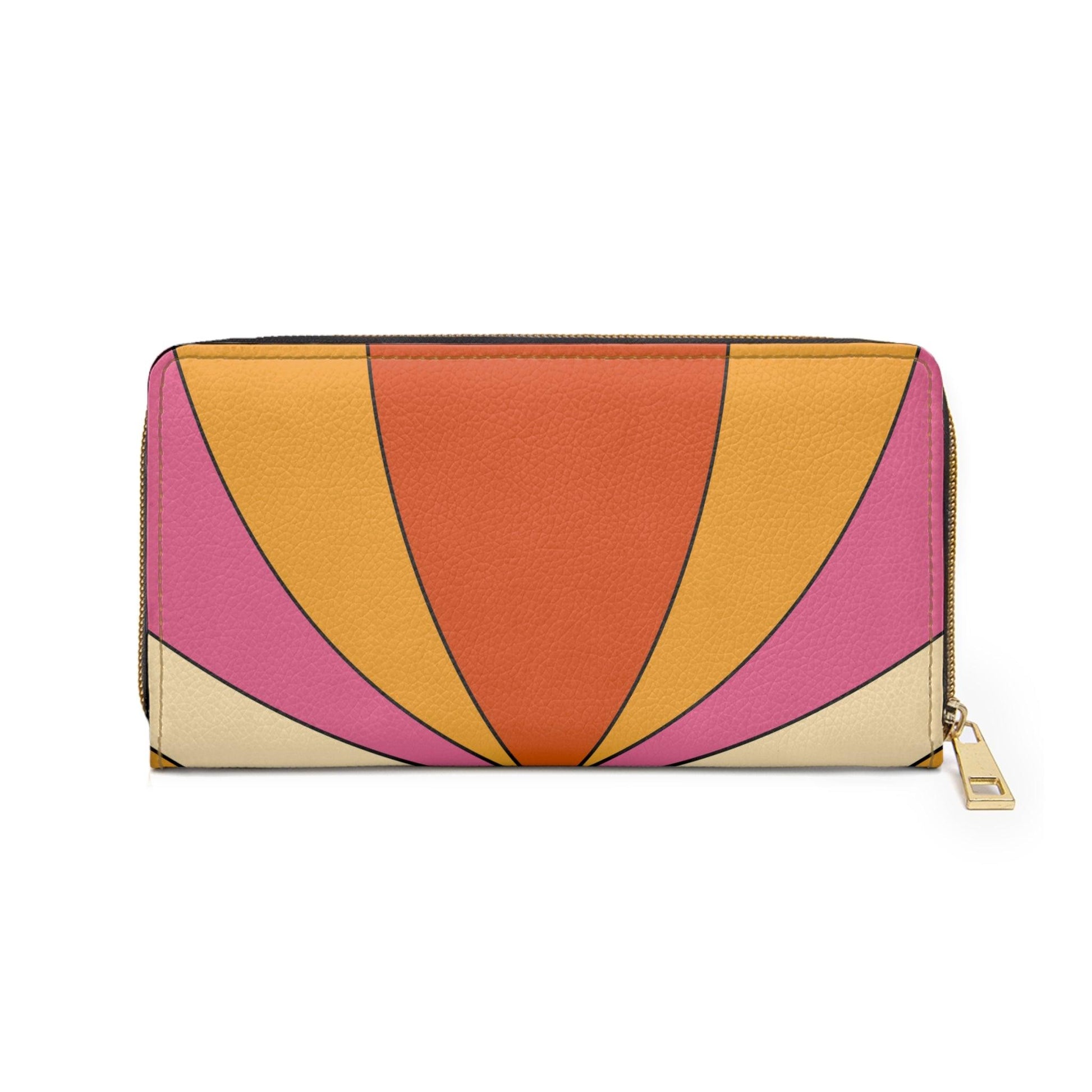 Groovy 60s Retro Mid Century Mod Orange, Pink & Yellow Zipper Wallet | lovevisionkarma.com