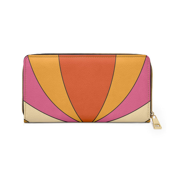Groovy 60s Retro Mid Century Mod Orange, Pink & Yellow Zipper Wallet
