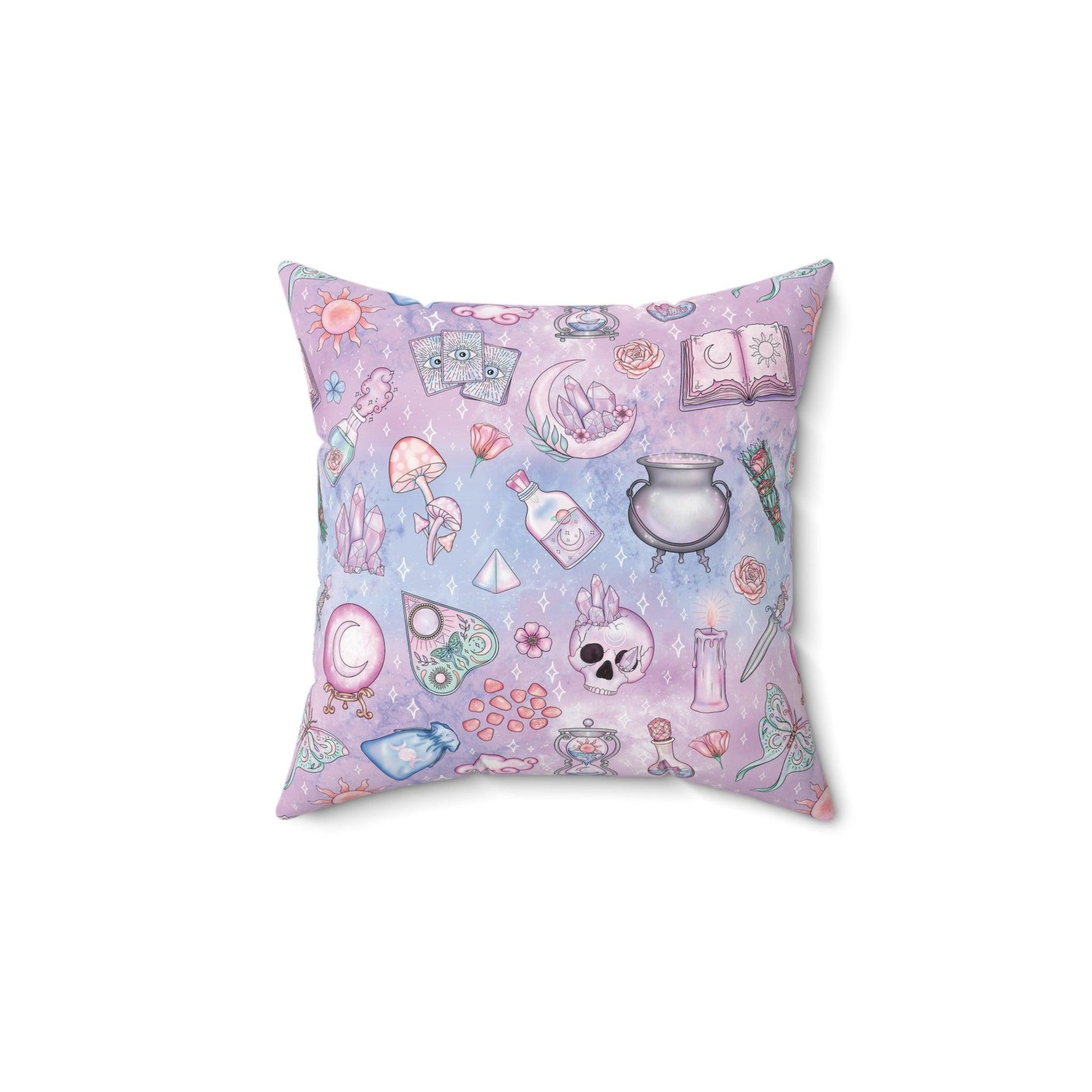 Kawaii Pastel Goth Witchy Whimsigoth Blue & Pink Accent Pillow | lovevisionkarma.com