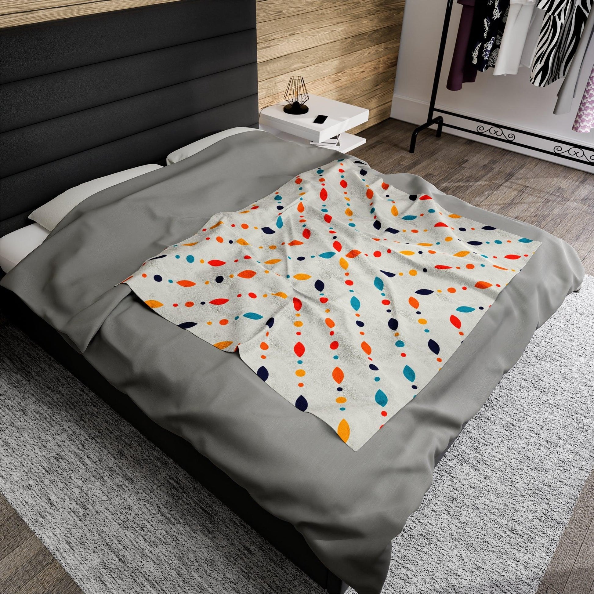 Retro Mid Century Mod Minimalist Colorful Velveteen Lightweight Blanket | lovevisionkarma.com