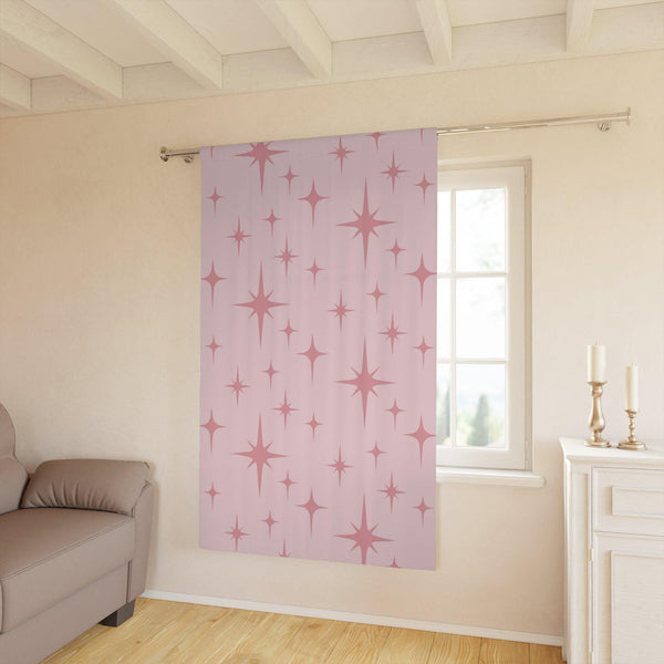 Retro 50s Pink Atomic Starburst Mid Century Modern Blackout Window Curtain