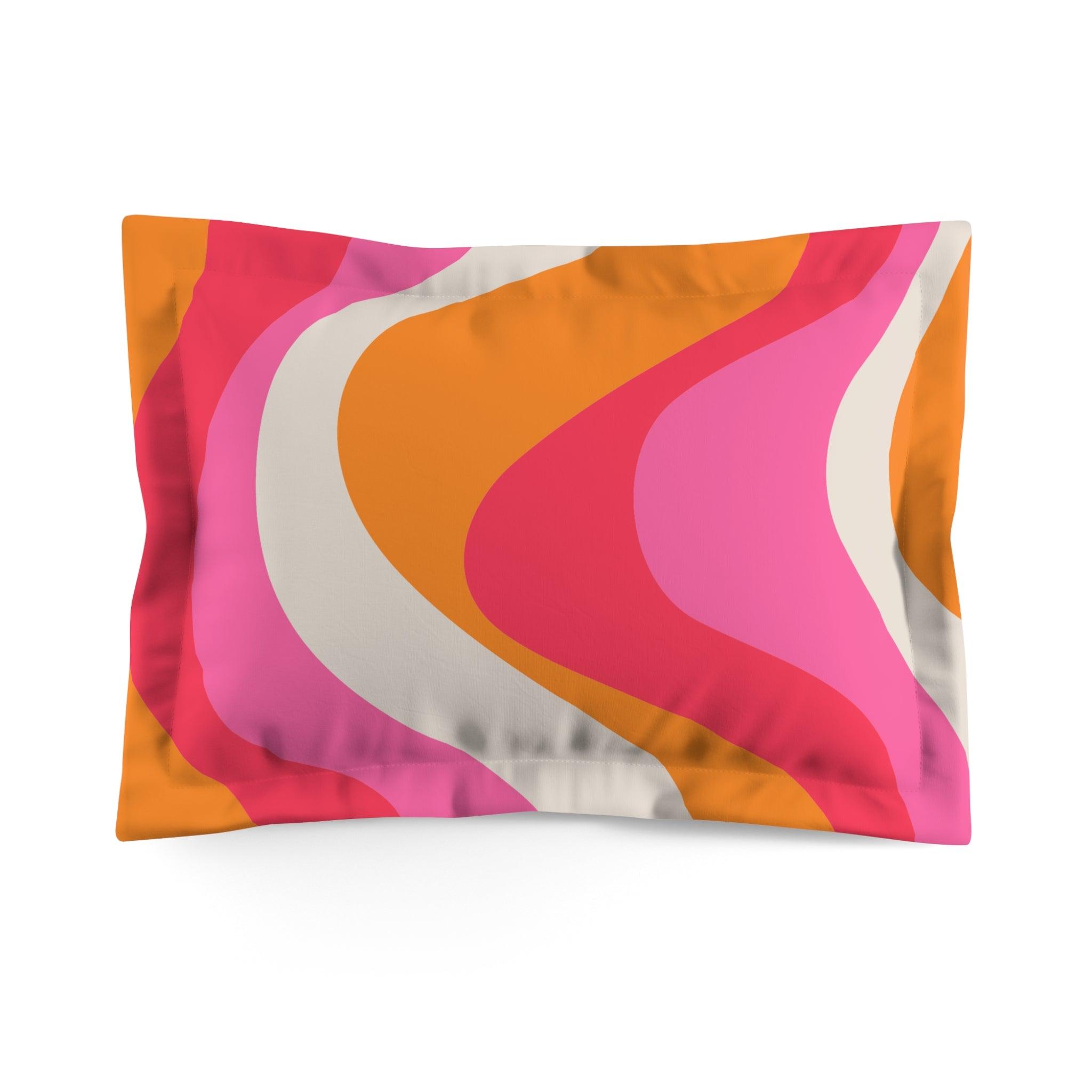 Retro 60s Groovy Hippie Swirl MCM Pink & Orange Pillow Sham