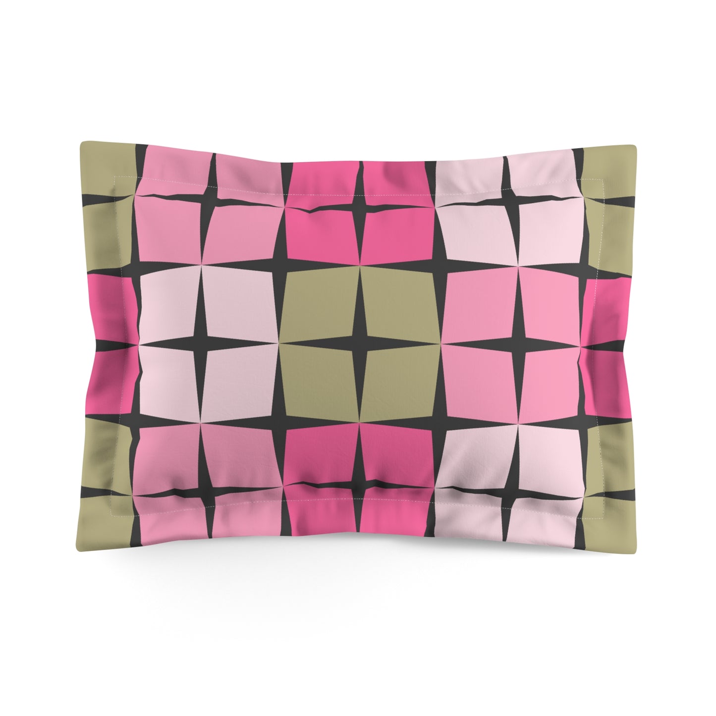 Palm Springs Inspired Retro 50s 60s Atomic Star Mid Century Mod Pink & Green Pillow Sham