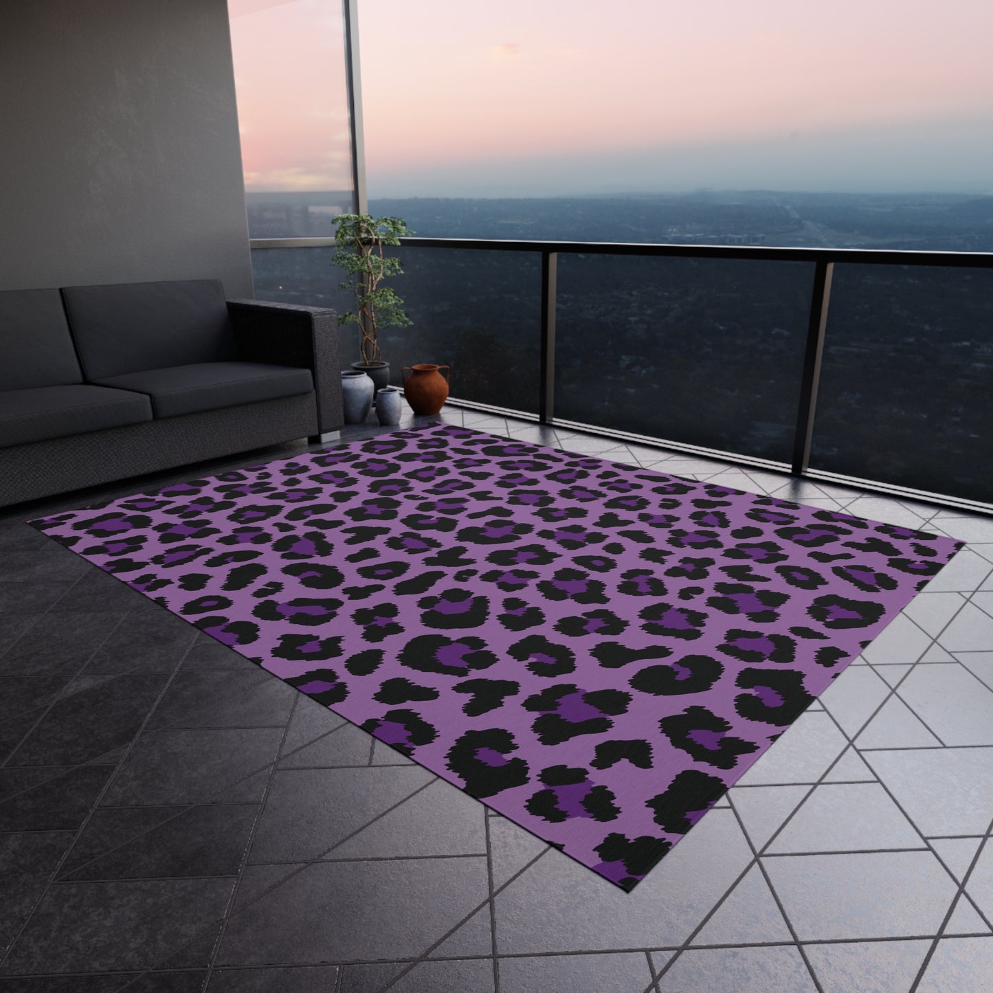 Purple Leopard Cheetah Animal Print Indoor/Outdoor Accent Rug